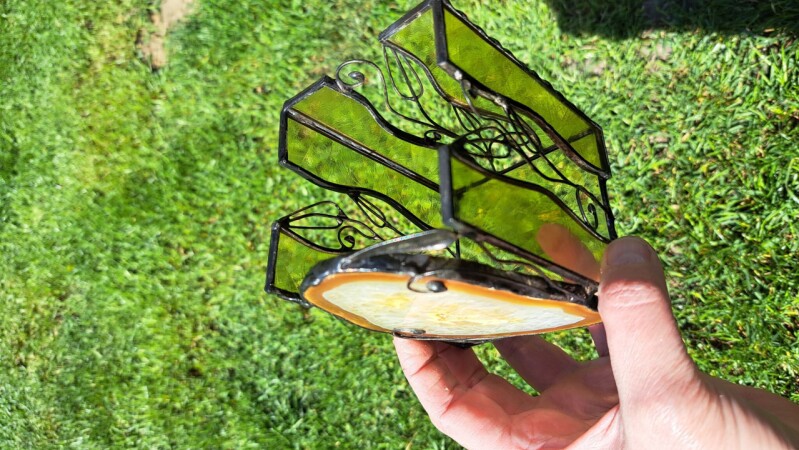 Achátový svícen Květiny