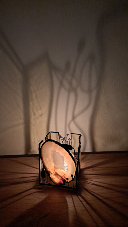 Achátový svícen Květiny