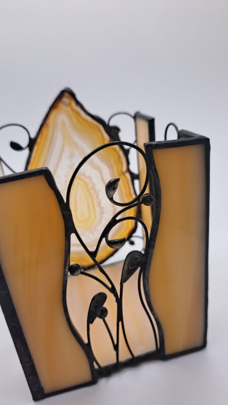  Achátový hnědý svícen