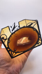 Achátový svícen s hnědým achátem