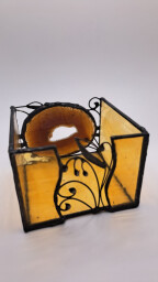 Achátový svícen s hnědým achátem