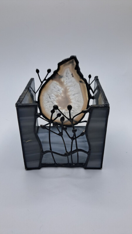 Achátový svícen šedý