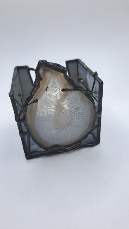 Achátový svícen šedý