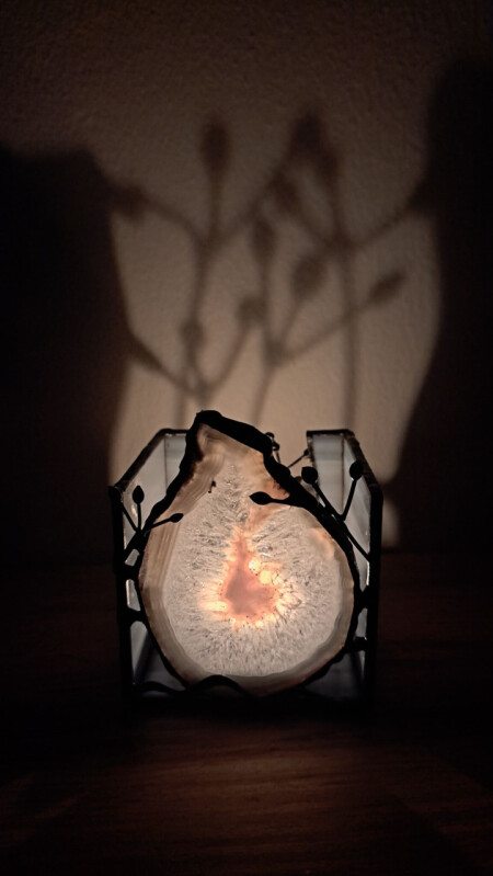 Achátový svícen šedý