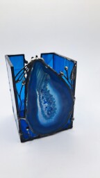 Achátový modrý svícen