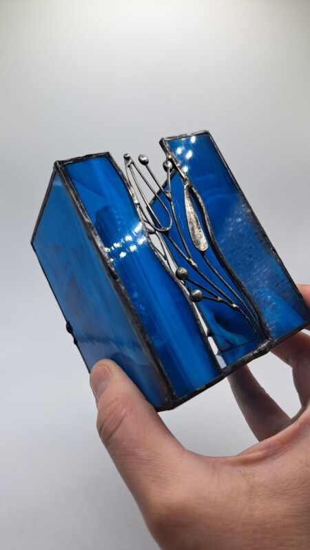 Achátový modrý svícen