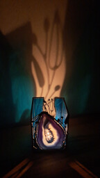 Achátový modrý svícen