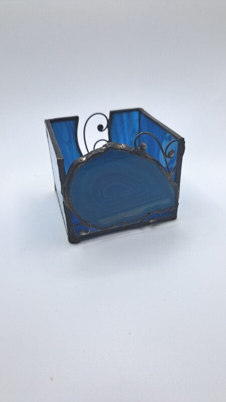 Achátová modrý svícen