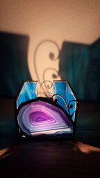 Achátová modrý svícen