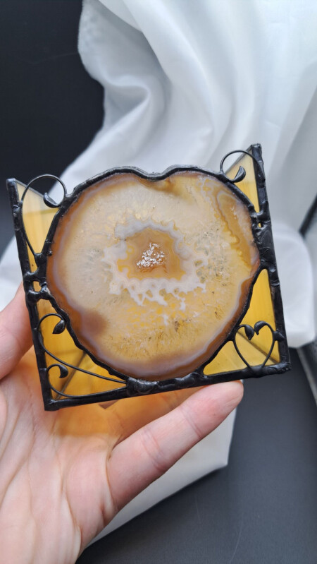 Achátový hnědý svícen