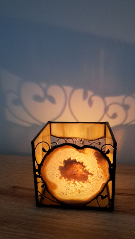 Achátový hnědý svícen